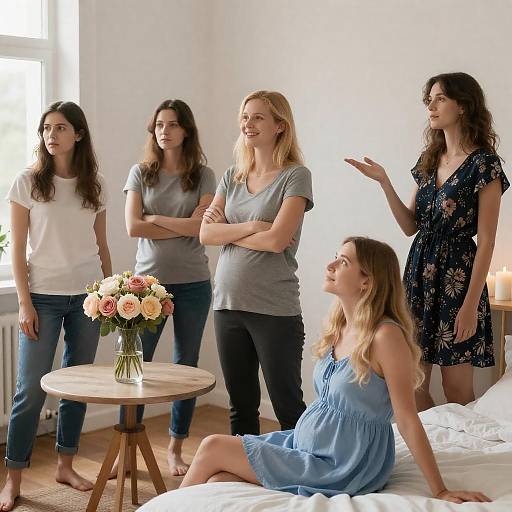 Sunlit Gathering of Expecting Mothers