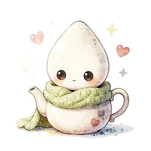 Whimsical Alien in Pastel Teapot