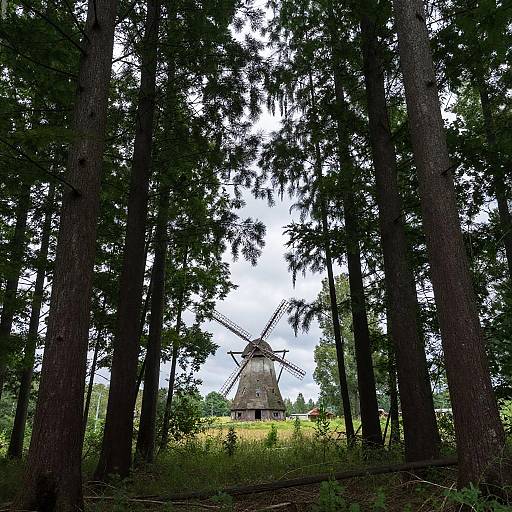 Dreamy Forest with Abandoned Windmill