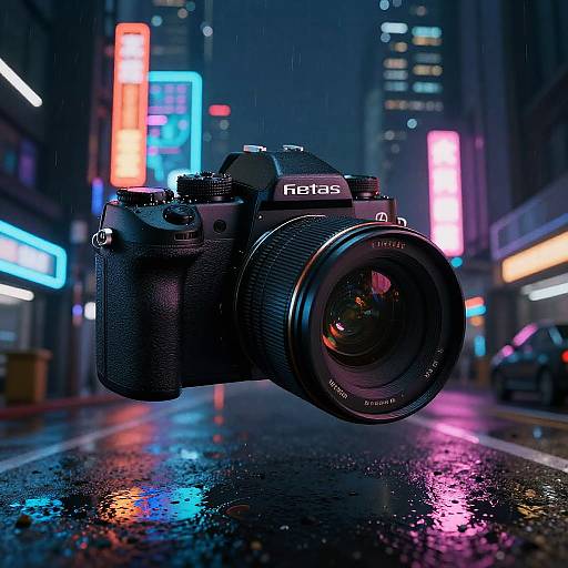 Futuristic Cyberpunk Kamera in Neon City