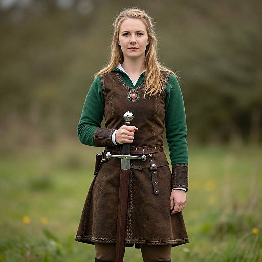 Woman in Irish Garb with Sword