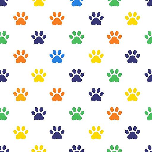 Colorful Cartoon Paw Print Pattern