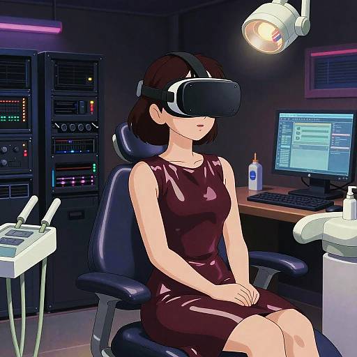 Ghibli-Style Woman in VR Dentist Chair