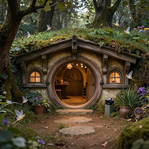 Enchanted Hobbit Hole in Forest