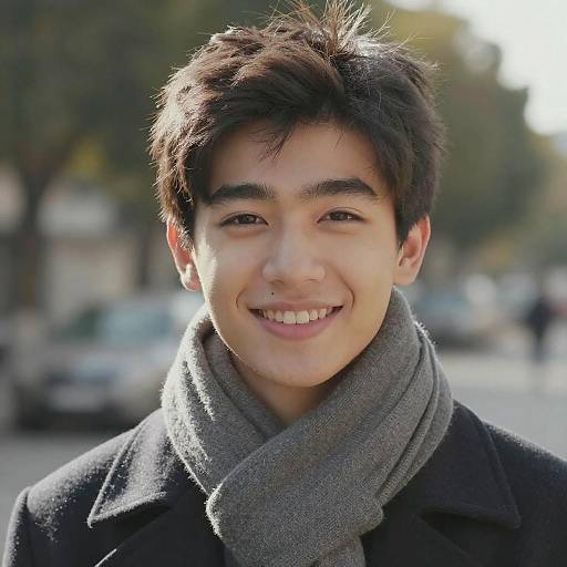 Warmly Smiling Young Man in Nature