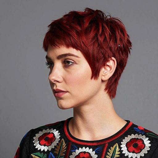 Woman with Modern Red Pixie Haircut