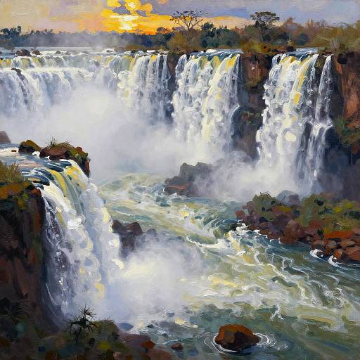 Impressionistic Iguazu Falls Oil Painting