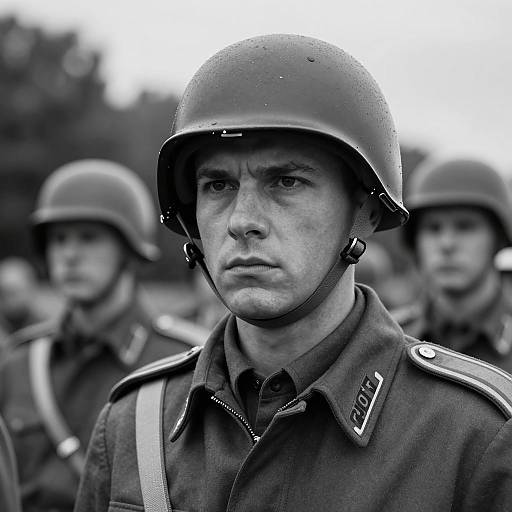 Intense German Soldier Portrait in B&W