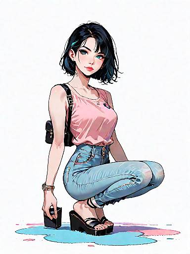 Chic Casual Woman Against White Background