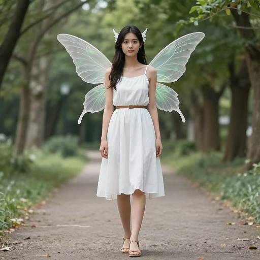 Fairy with Winged Headpiece in Nature
