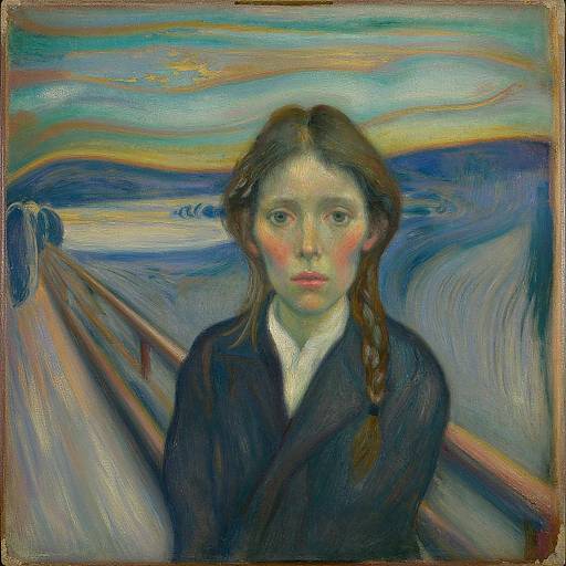 Edvard Munch Inspired Young Woman Portrait