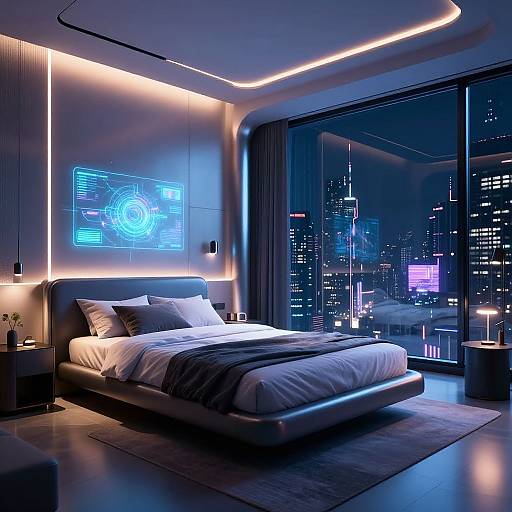 Futuristic Cyberpunk Bedroom Interior