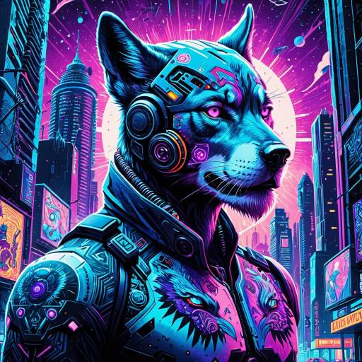 Vibrant Psychedelic Cyberpunk Poster Art