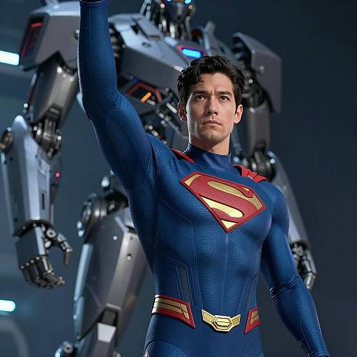 Futuristic Male Superhero in Dynamic Pose