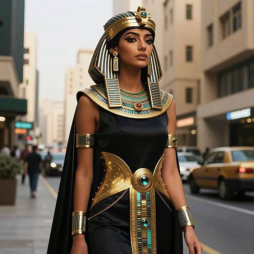 Futuristic Egyptian Woman in Urban Setting