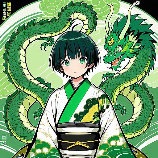 Illustration of Haku (sen to chihiro no kamikakushi), sen to chihiro no kamikakushi in the style of Meremero