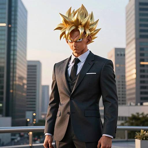 Vegito in Sharp Suit at Dusk
