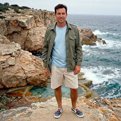 Adventurous Man by Rocky Tide Pools