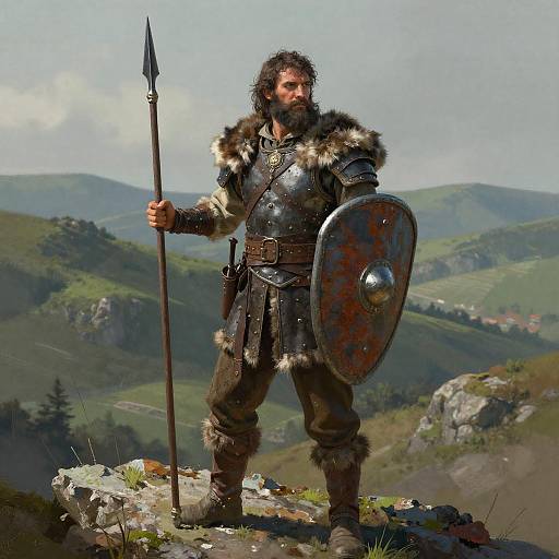 Medieval Warrior on Rocky Hill