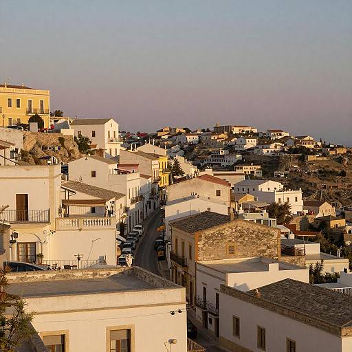 Sunlit Mediterranean Village at Golden Hour
