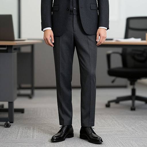 Charcoal Suit in Modern Office