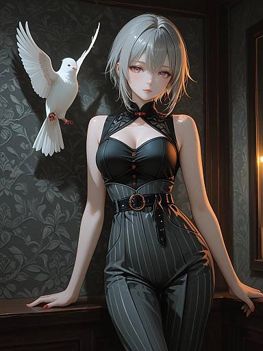 Elegant Anime Fashion in Evening Light