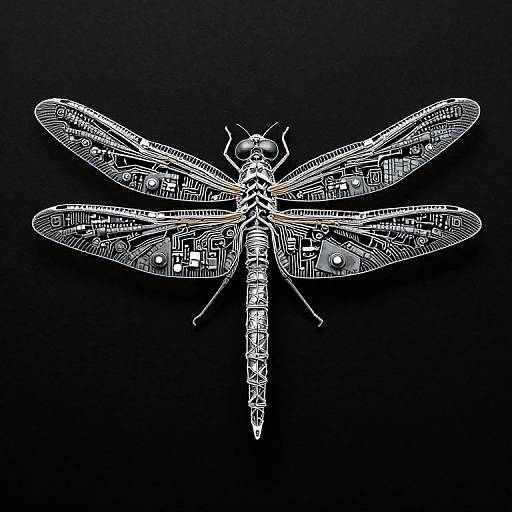 Futuristic Dragonfly Spaceship Outline