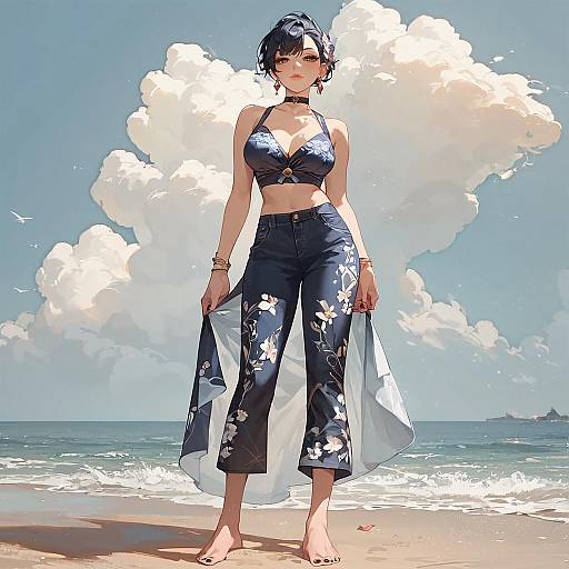 Anime Girl Stylish Beachwear Full Body