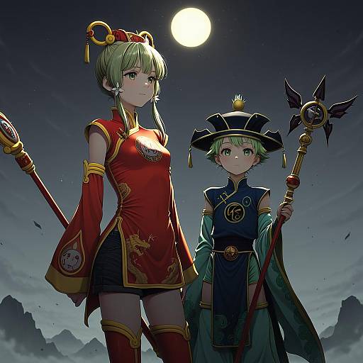 Illustration of Dragon kid, tiger & bunny in the style of Hokuro ryuuseigun