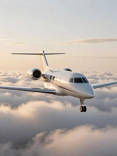 Pre-Sunset Private Jet Above Clouds