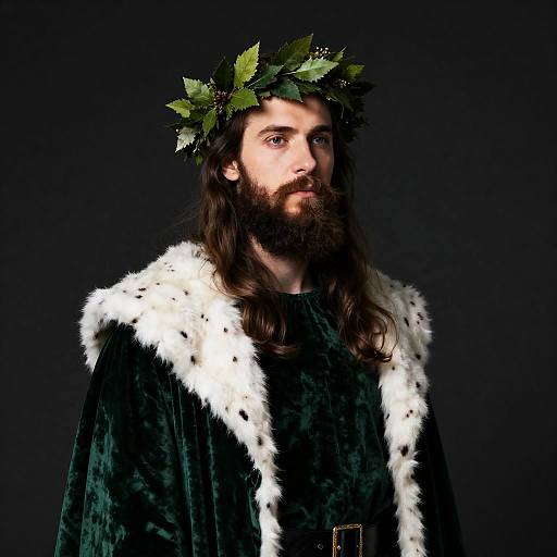 Mystical Bearded Man in Velvet Robe