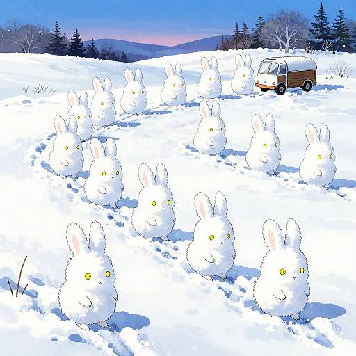Whimsical Snow Hare Spirit Convoy
