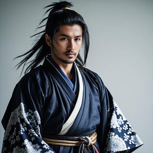 Man in Traditional Samurai Kimono