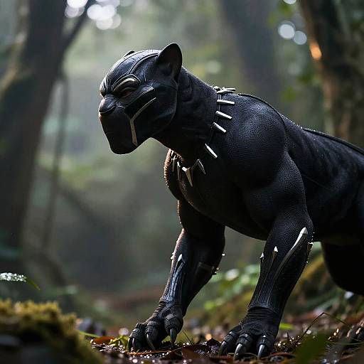 Sleek Black Panther in Rainforest