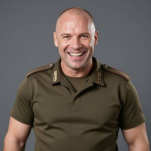 Muscular Bald Military Man Portrait