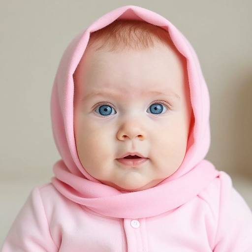Blue-Eyed Baby in Pink Outfit