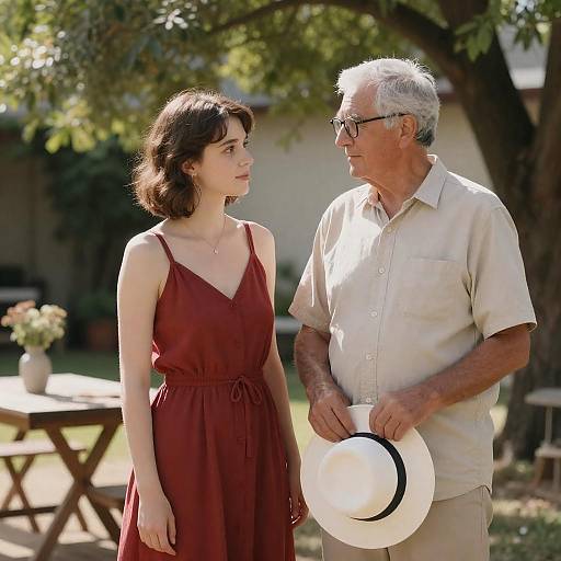 Sunlit Outdoor Portrait of Two Generations