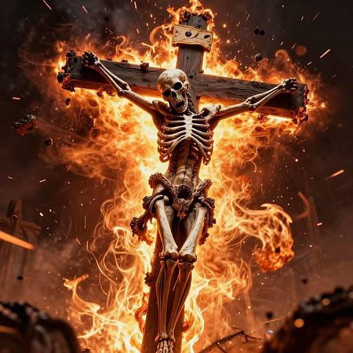 Fiery Explosion with Screaming Skeleton