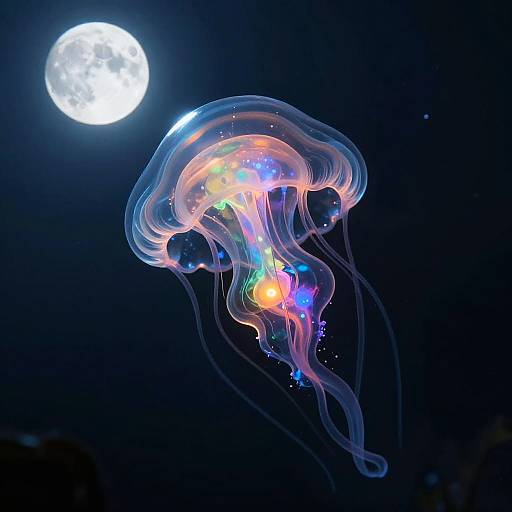 Glowing Jellyfish Creature Under Moonlight