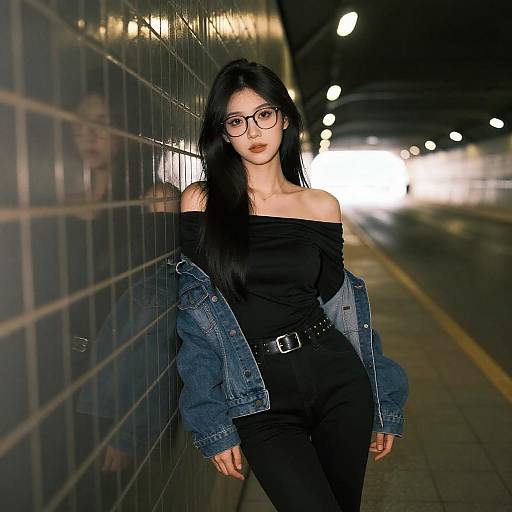 Young Woman in Underground Tunnel