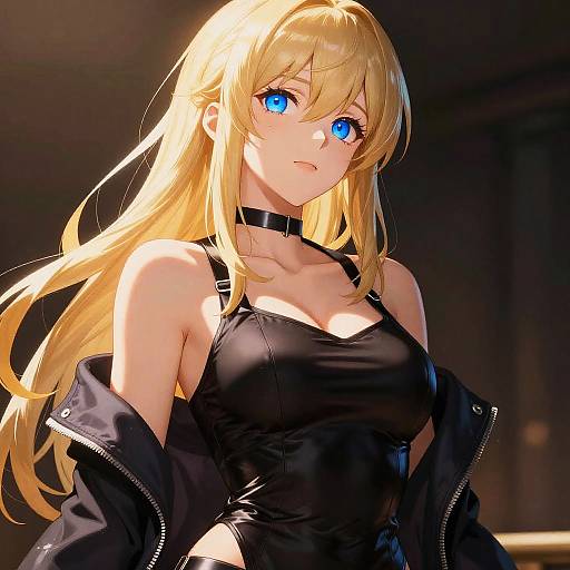 Confident Blonde Anime Woman Portrait