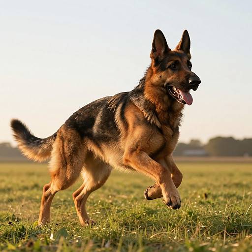 Belga Shepherd Running at Sunrise