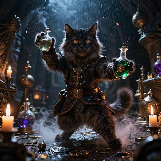 Mystical Bobtail Cat Alchemist