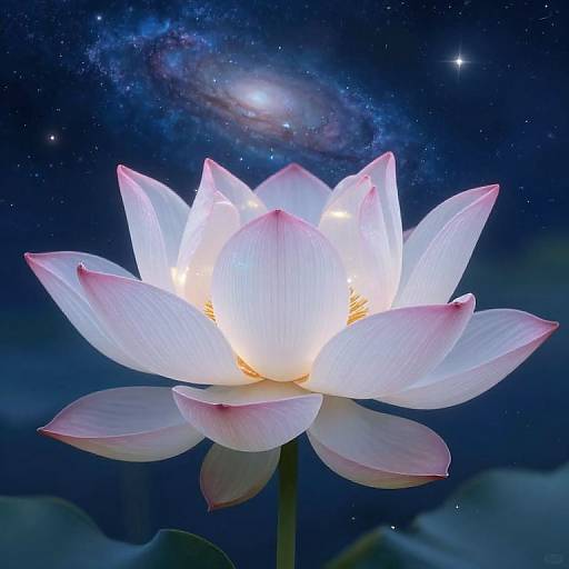 Ethereal Lotus Amid Cosmic Galaxy