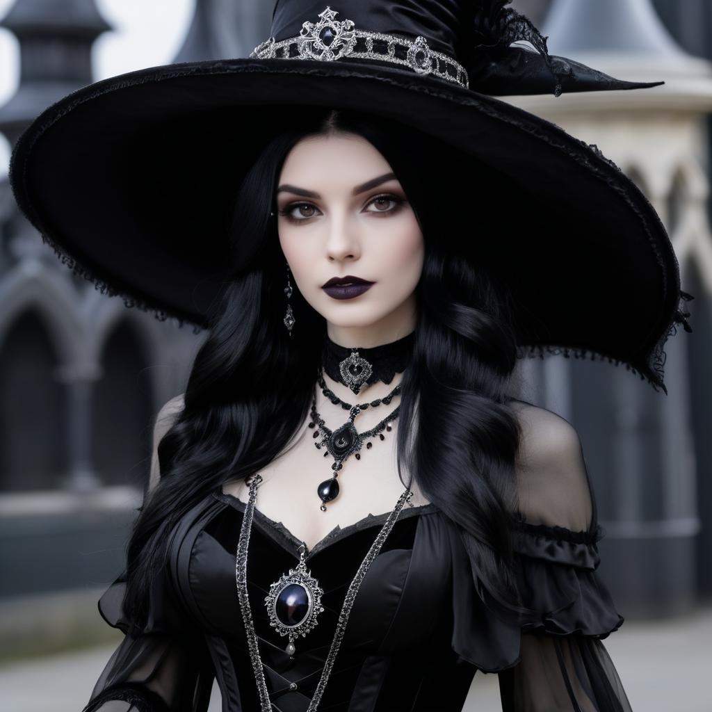 Elegant Gothic Vampire Woman Portrait