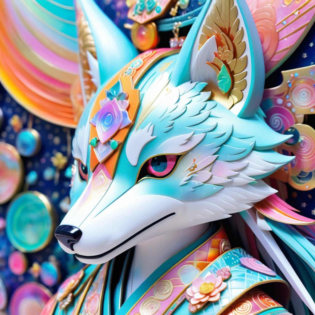 Celestial Samurai Fox in Iridescent Detail