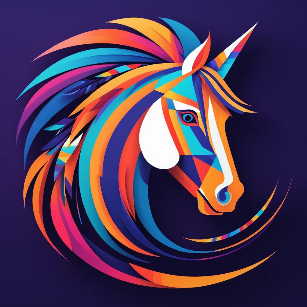 Abstract Horse and Feathers Logo Design