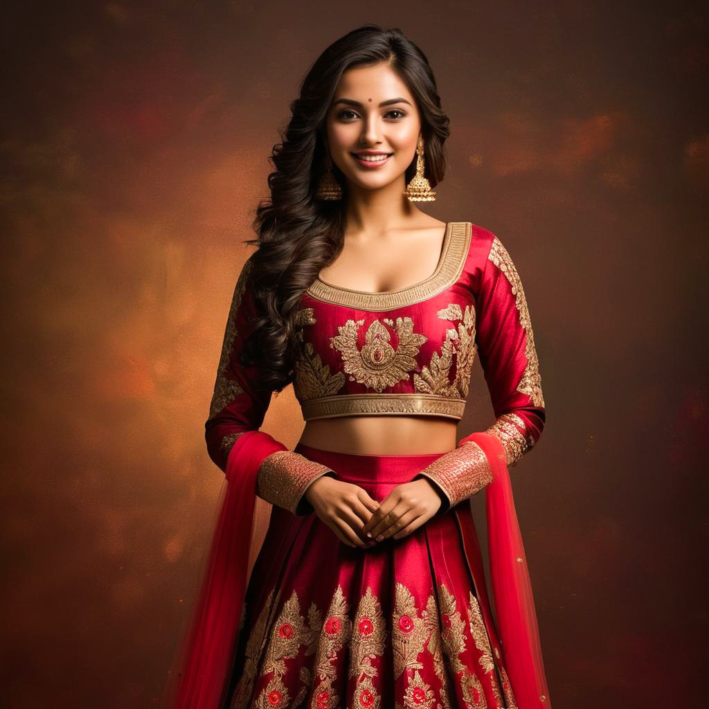 Excited Young Woman in Diwali Attire