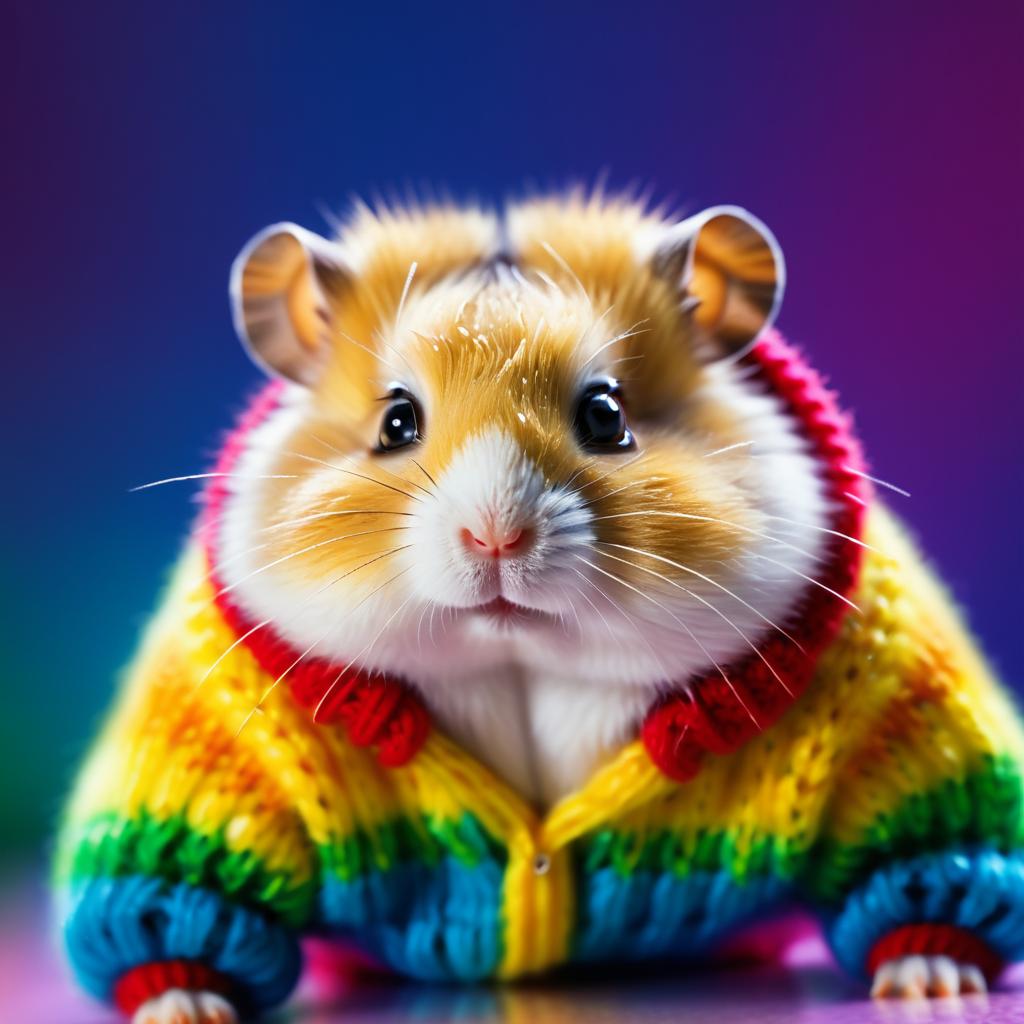 Adorable Hamster in Sweater Macro Shot