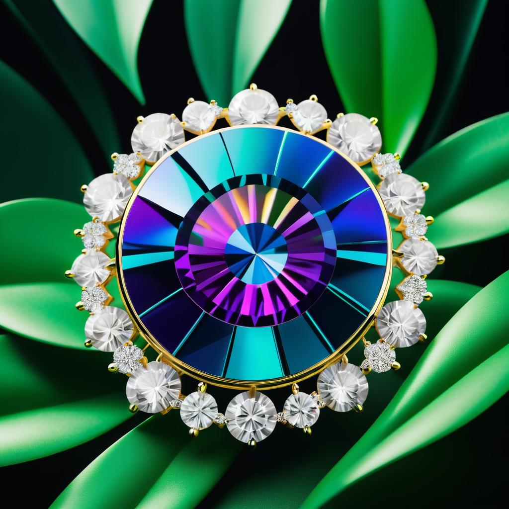 Luxurious Minimalist Brooch with Vivid Jewels